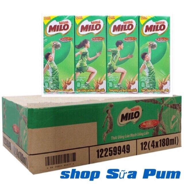 Thùng 48 hộp sữa milo 180ML ít đường