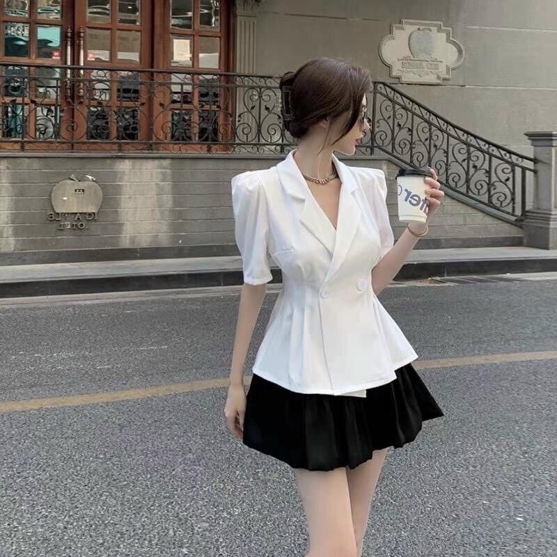Set áo vest mix chân váy sang sịn