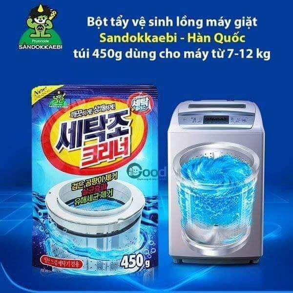 Gói bột vệ sinh lồng máy giặt Sandokaebi Hàn Quốc- 1 gói 450gr