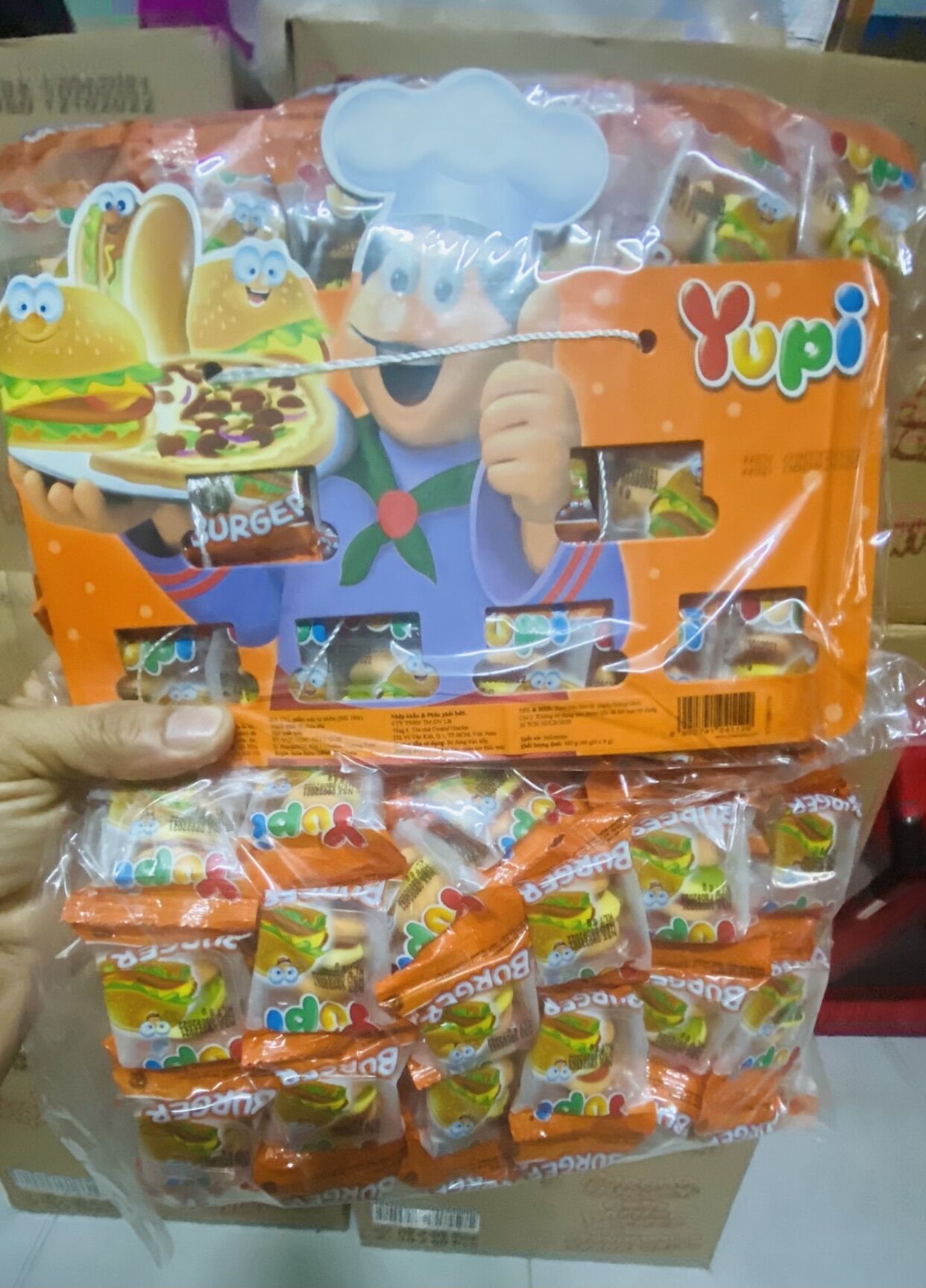 HCM Vĩ 60 viên Kẹo dẽo Yupi Burger. Nhập khẩu Indonesia