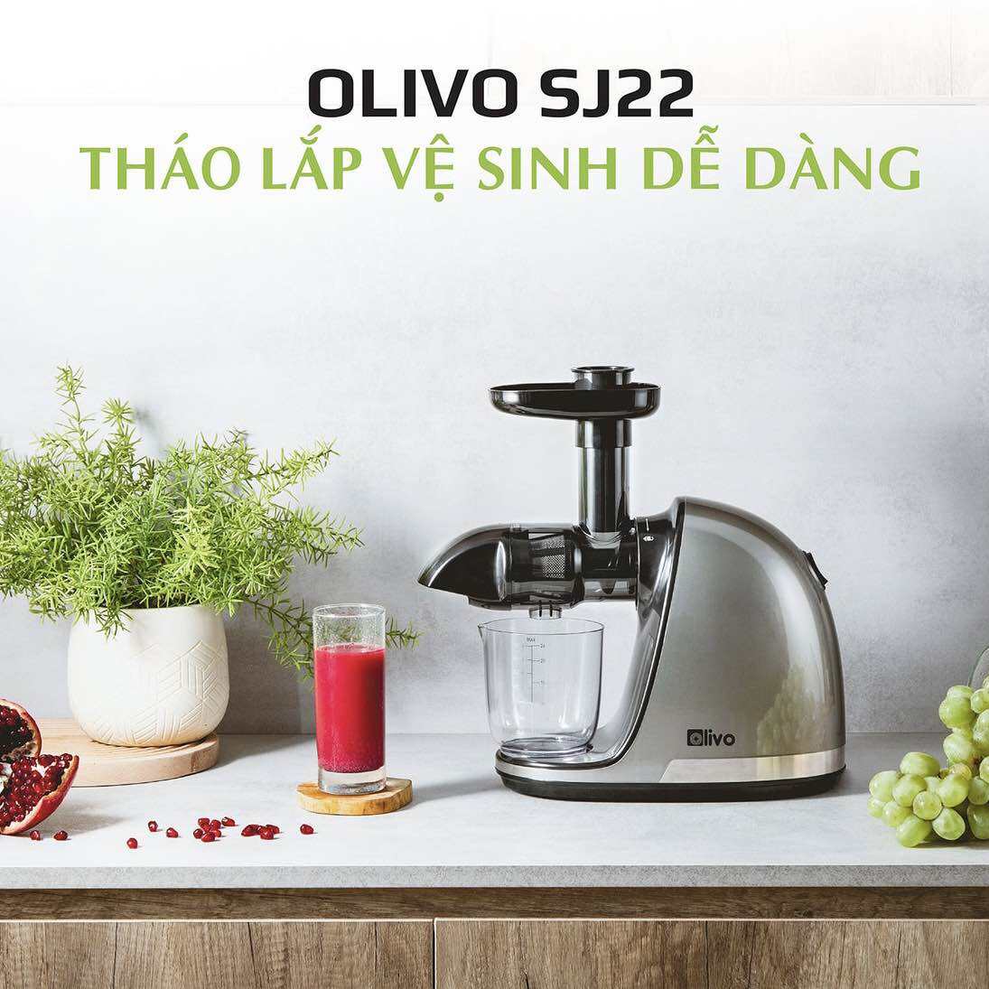 [CHÍNH HÃNG] Máy Ép Chậm Trục Ngang OLIVO SJ22 Thương Hiệu Mỹ 🇺🇸 - Ép Trái Cây Rau Củ Không Lo Kẹt B