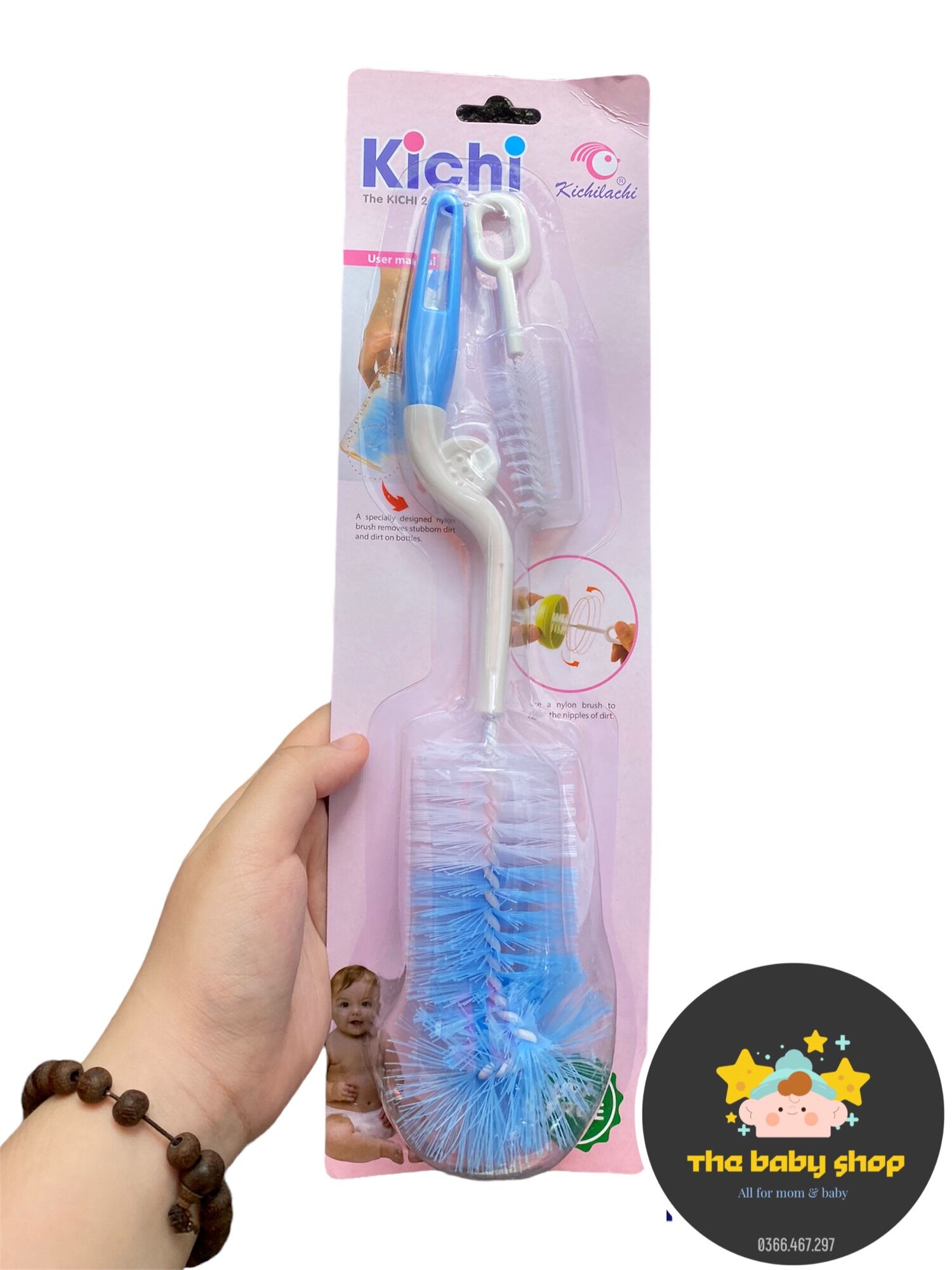 CỌ RỬA BÌNH SỮA VÀ NÚM TI KICHI 2 LOẠI MÚT VÀ CƯỚC
