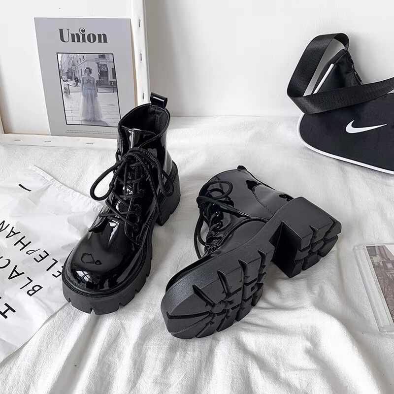 Giày boots nữ cổ cao đế 6 cm phong cách hàn quốc 2022