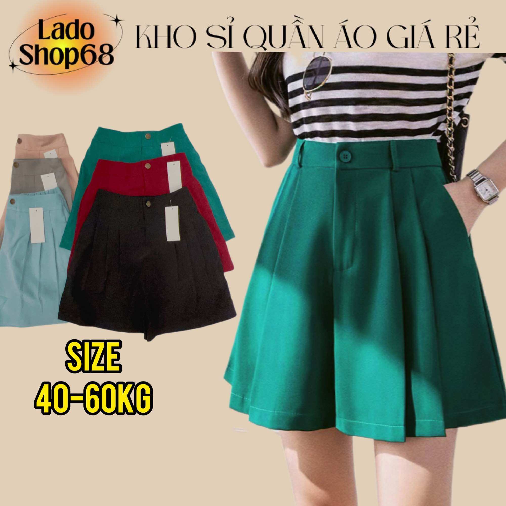 Quần short tây lưng thun form đẹp vải đẹp 1 nút