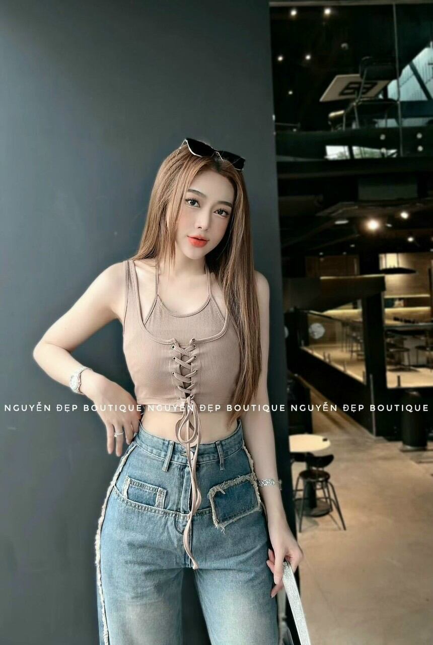 ( HCM) Áo kiểu dây đan trước ngực hàng đẹp