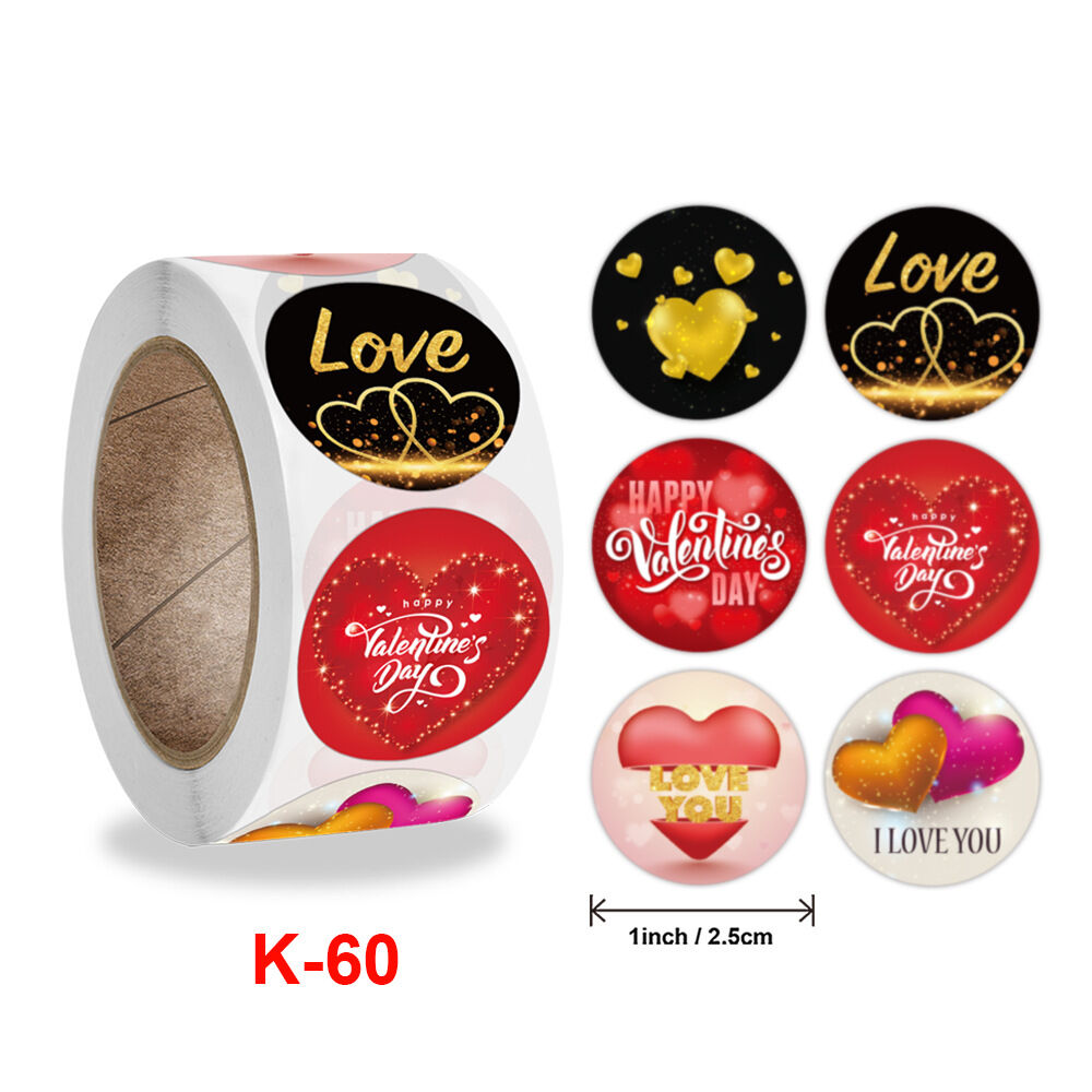 Cuộn 500 tem Sticker  Valentine in màu tự dính 2.5cm