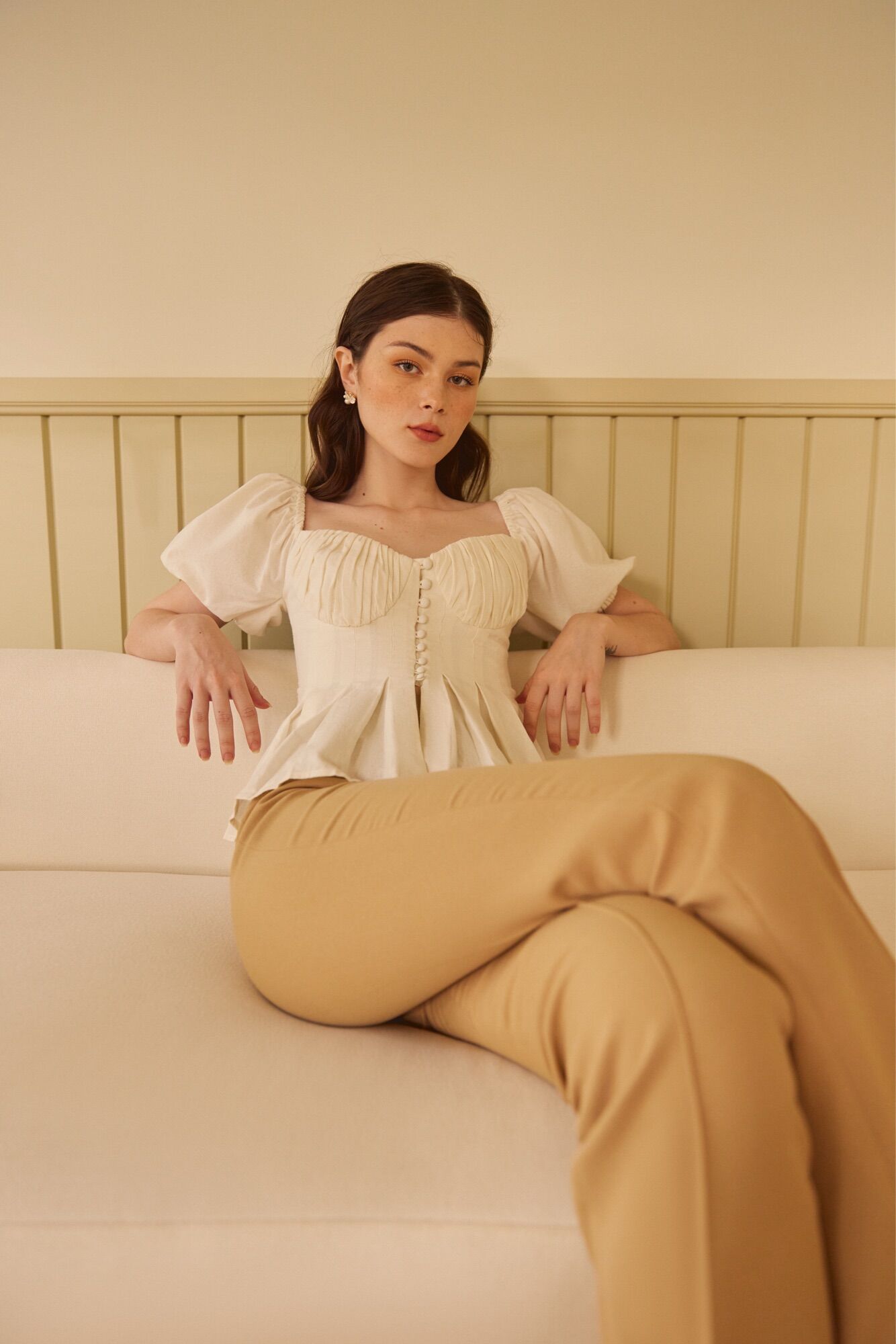 Áo Kiểu Nữ Cúp Ngực Xếp Ly - Elena Pleated Top