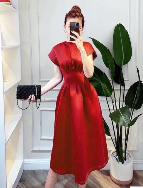 Đầm nữ dự tiệc xếp ly eo cực dể thương