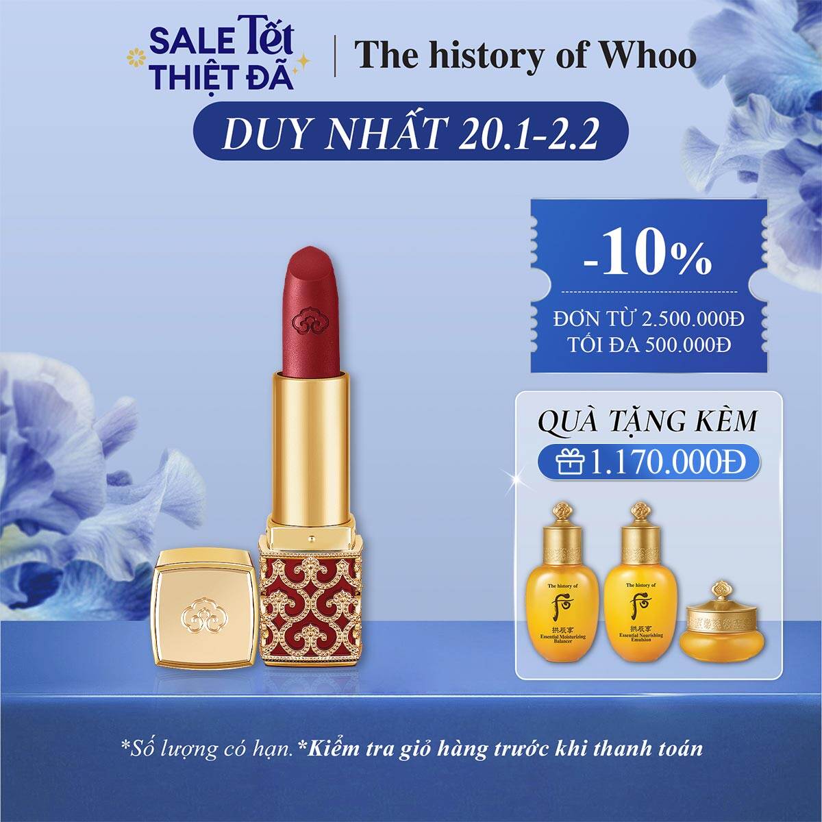 Son nhung lì Đông y The history of Whoo Gongjinhyang Mi Velvet Lip Rouge 3.5g