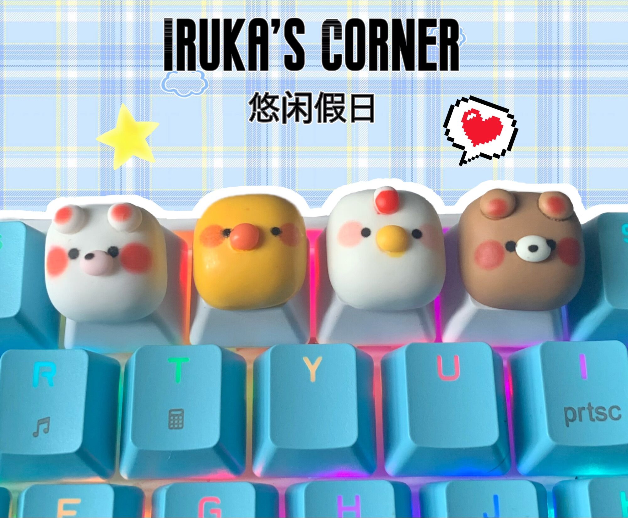 🌷Keycap động vật dễ thương ngộ nghĩnh🌷 Nút bàn phím cơ Abs doubleshot