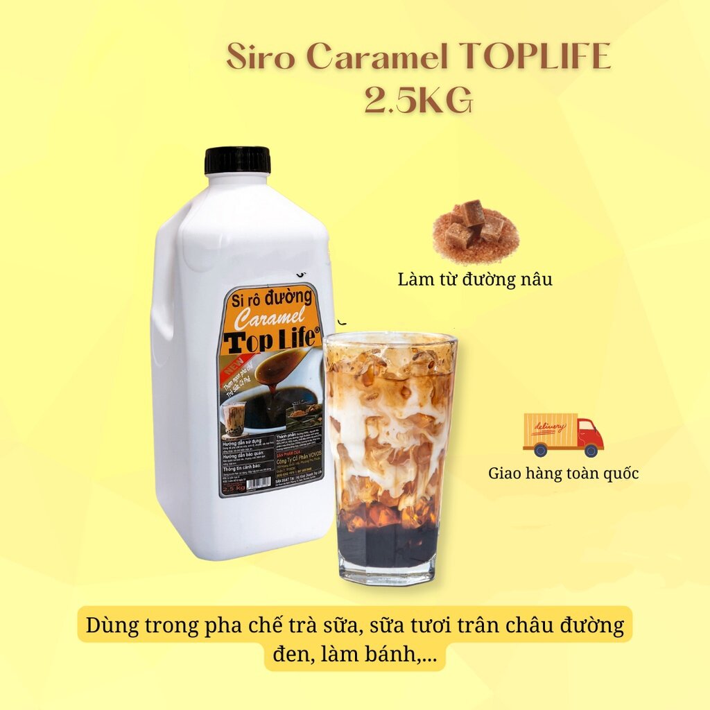 Siro đường đen Caramel Toplife bình 2.5kg (Caramel Brown Sugar Syrup 2.5kg)