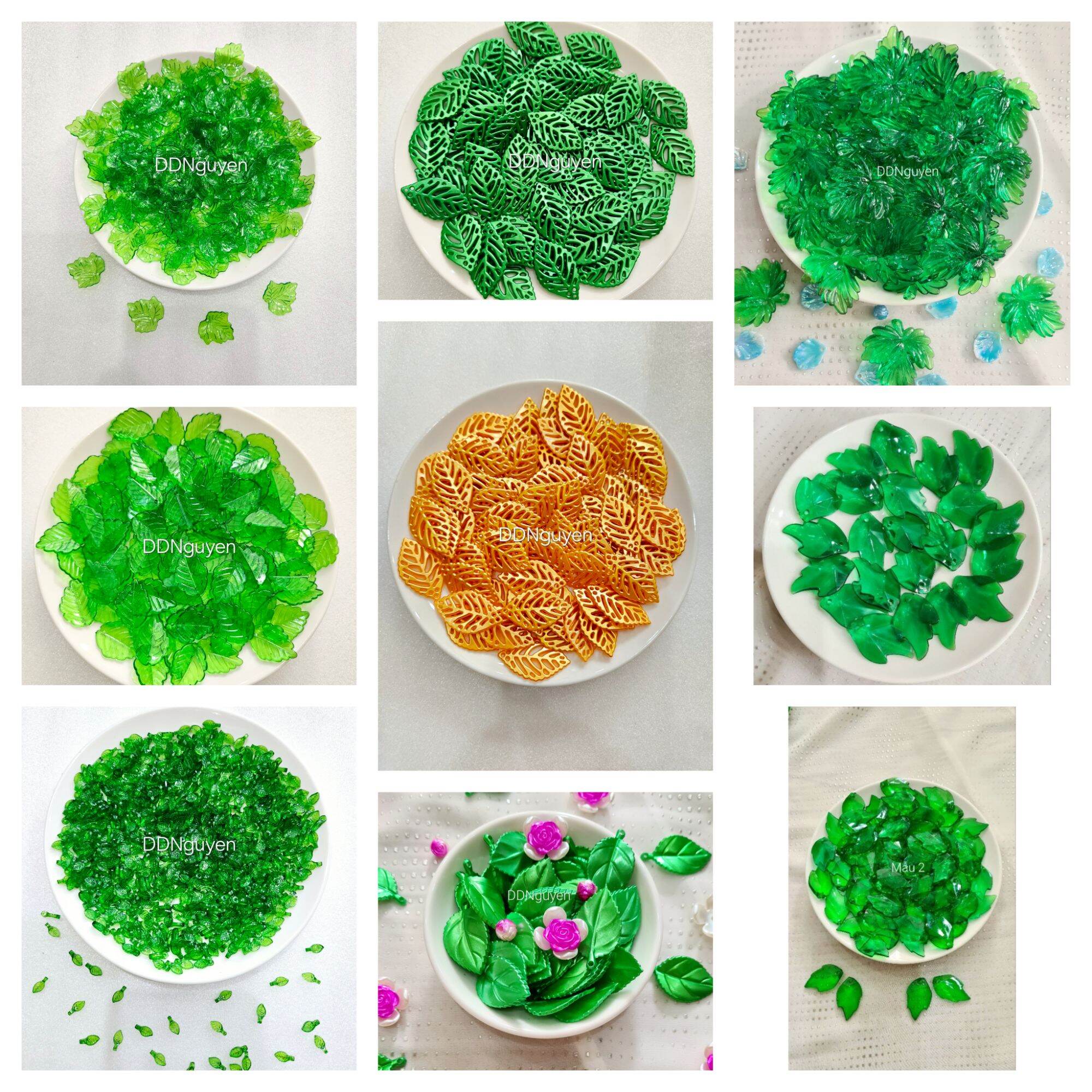 Lá pha lê nhựa trang trí hoa, đồ đùng thủ công