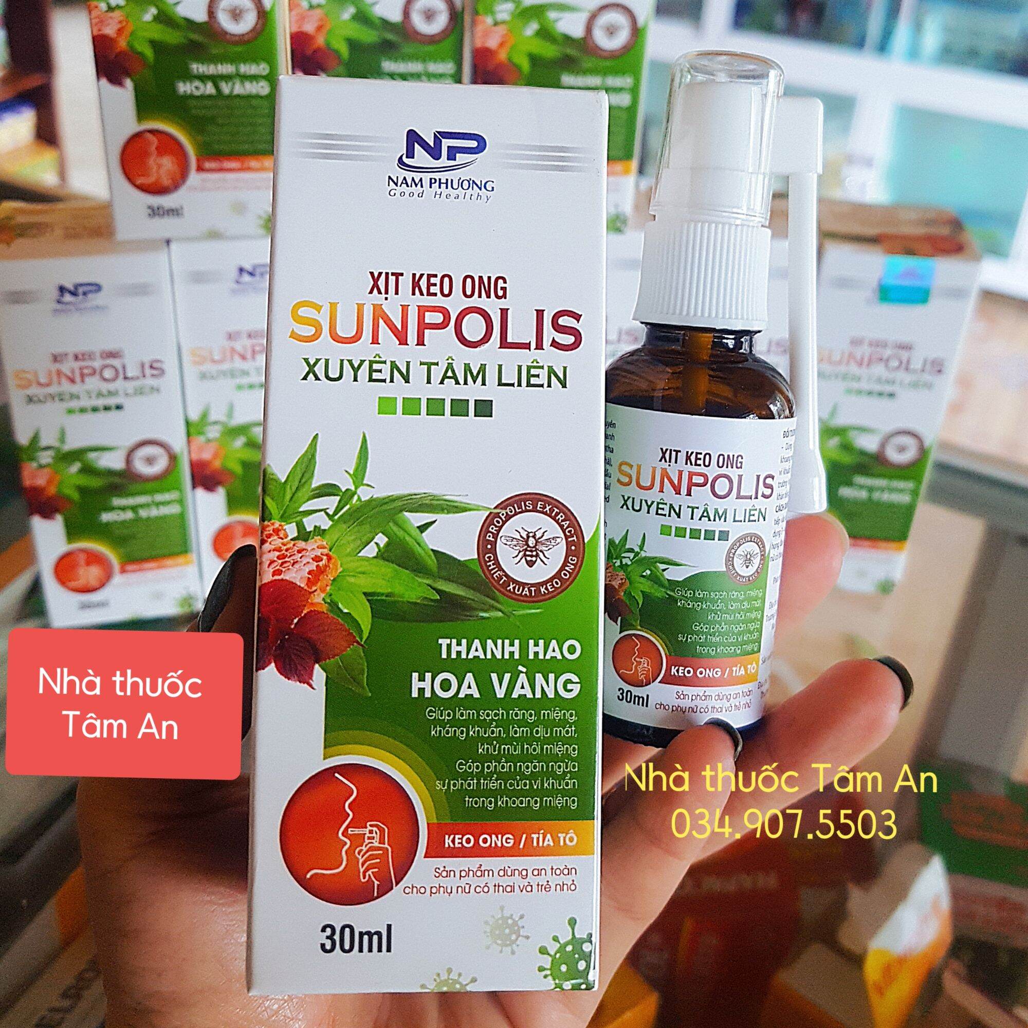 Xịt họng keo ong xuyên tâm liên - xịt mũi họng - xịt hôi miệng