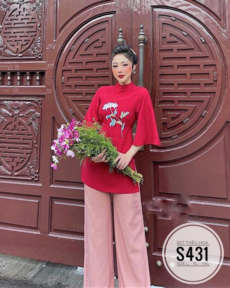 60-90kg Bigsize SET LAM THÊU HOA S431