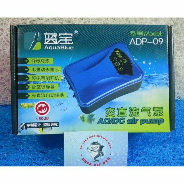 Máy oxi tích điện siêu êm aquablue adp-09 - aqua blue adp 09 - tặng kèm 2m dây oxi và 2 cục sủi