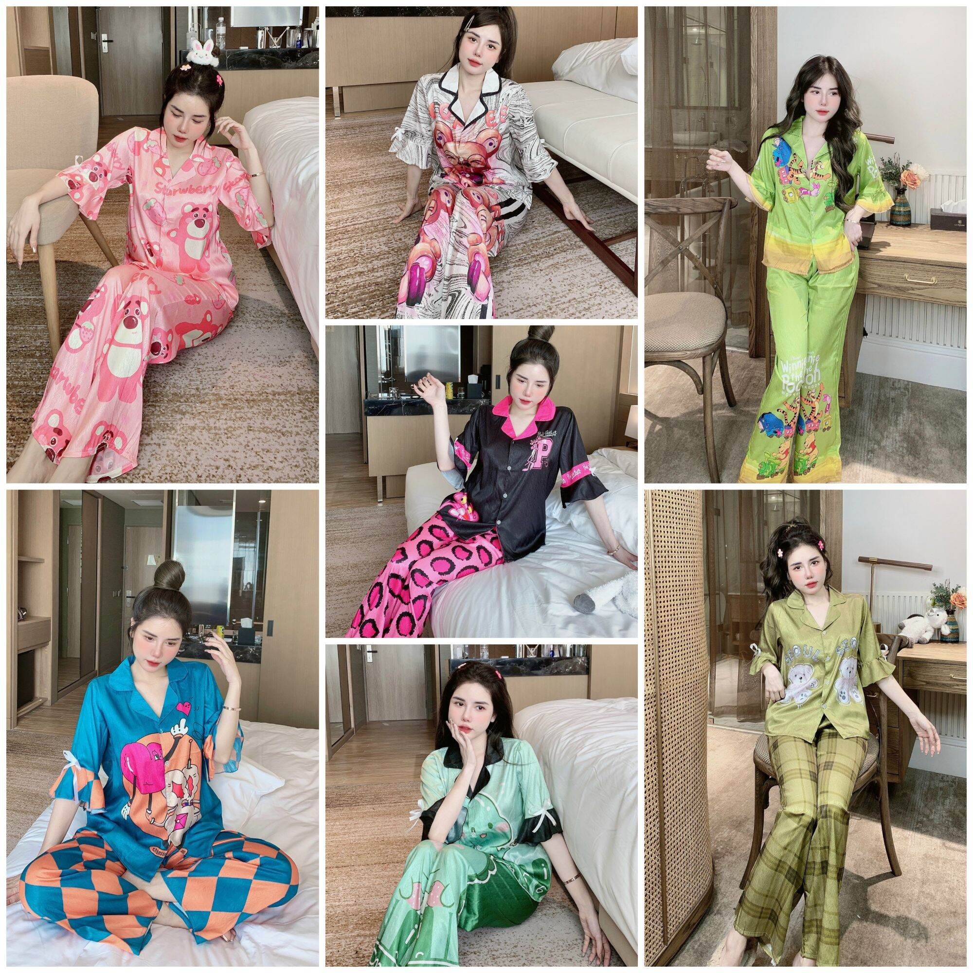Bộ lụa xước thiết kế tay loe