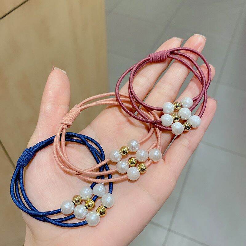 dây buộc tóc đính ngọc trai nhièu màu