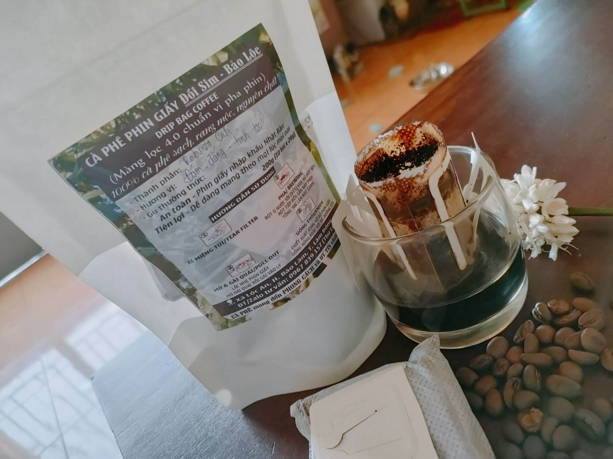 Cà phê Túi lọc phin giấy Robusta Culi 100% mộc nguyên chất (200gram/10 túi lọc)