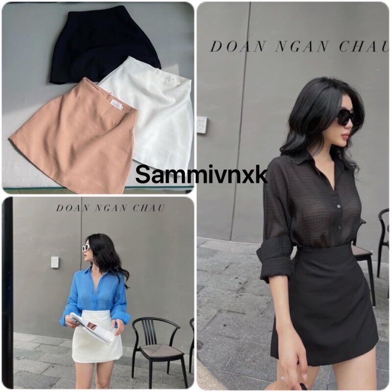 Chân váy chữ a dáng ngắn cạp cao khoá sau giọt lệ Sammivnxk🌿Chân váy chữ A có quần đùi trong🌿freeship