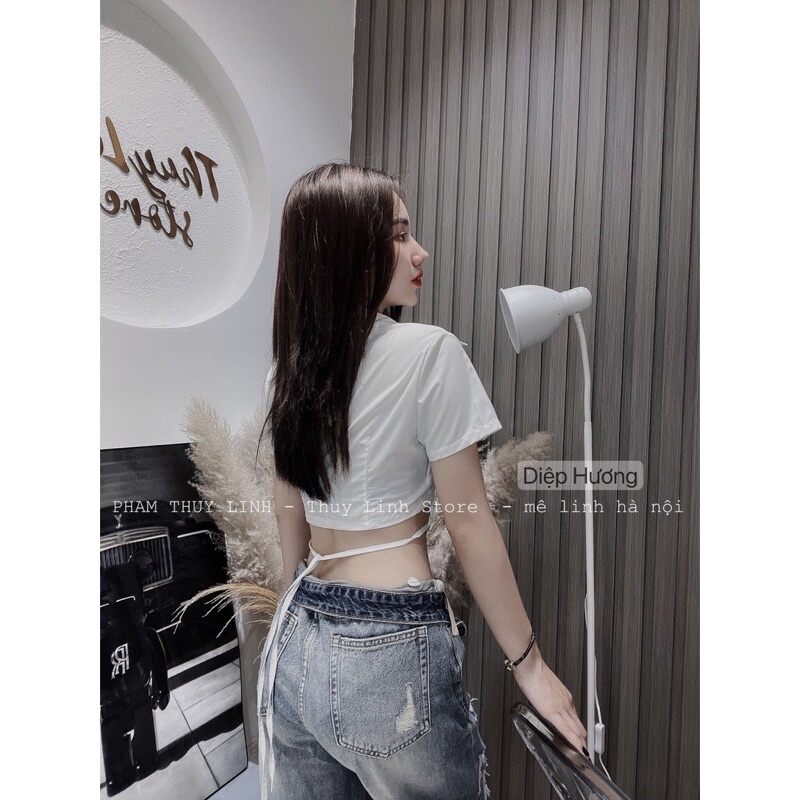 ÁO SOMI FORM CROPTOP CÓ DÂY SMQE