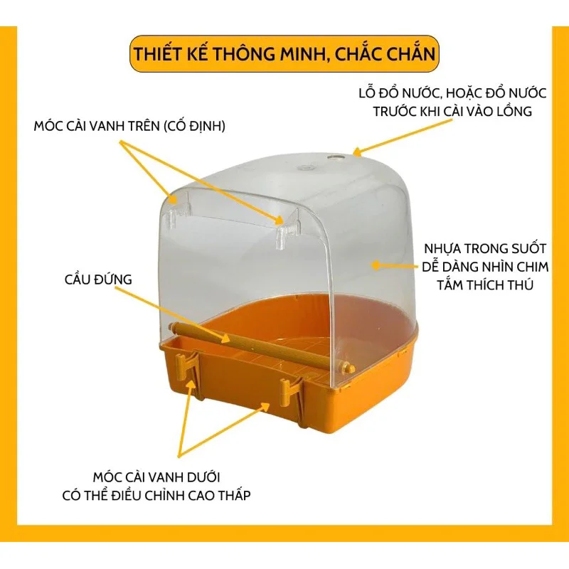 hộp tắm chim nhựa ABS cao cấp dễ sử dụng phụ kiện lồng chim