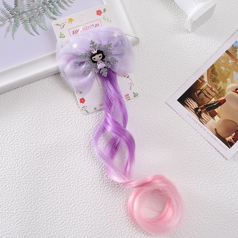 Kẹp tóc nơ ren Elsa, gắn tóc giả cho bé gái