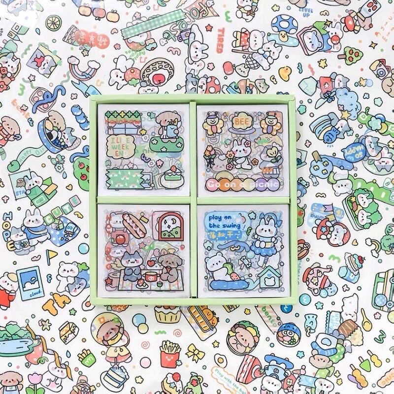 Sticker hộp 100 tấm cute Forest (PVC)