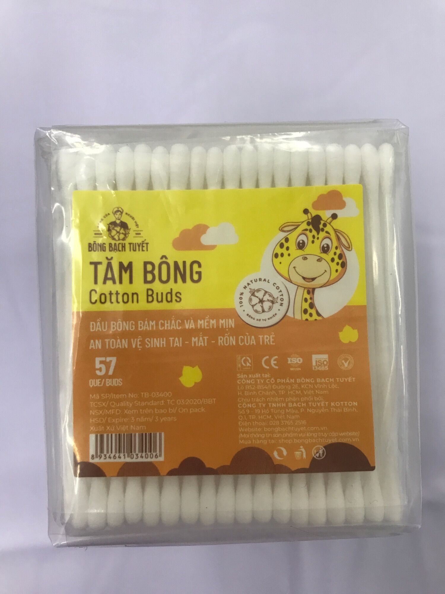 1 lốc 10 gói tăm bông Merigo gói 55 que sản phẩm của Công ty Bông Bạch Tuyết