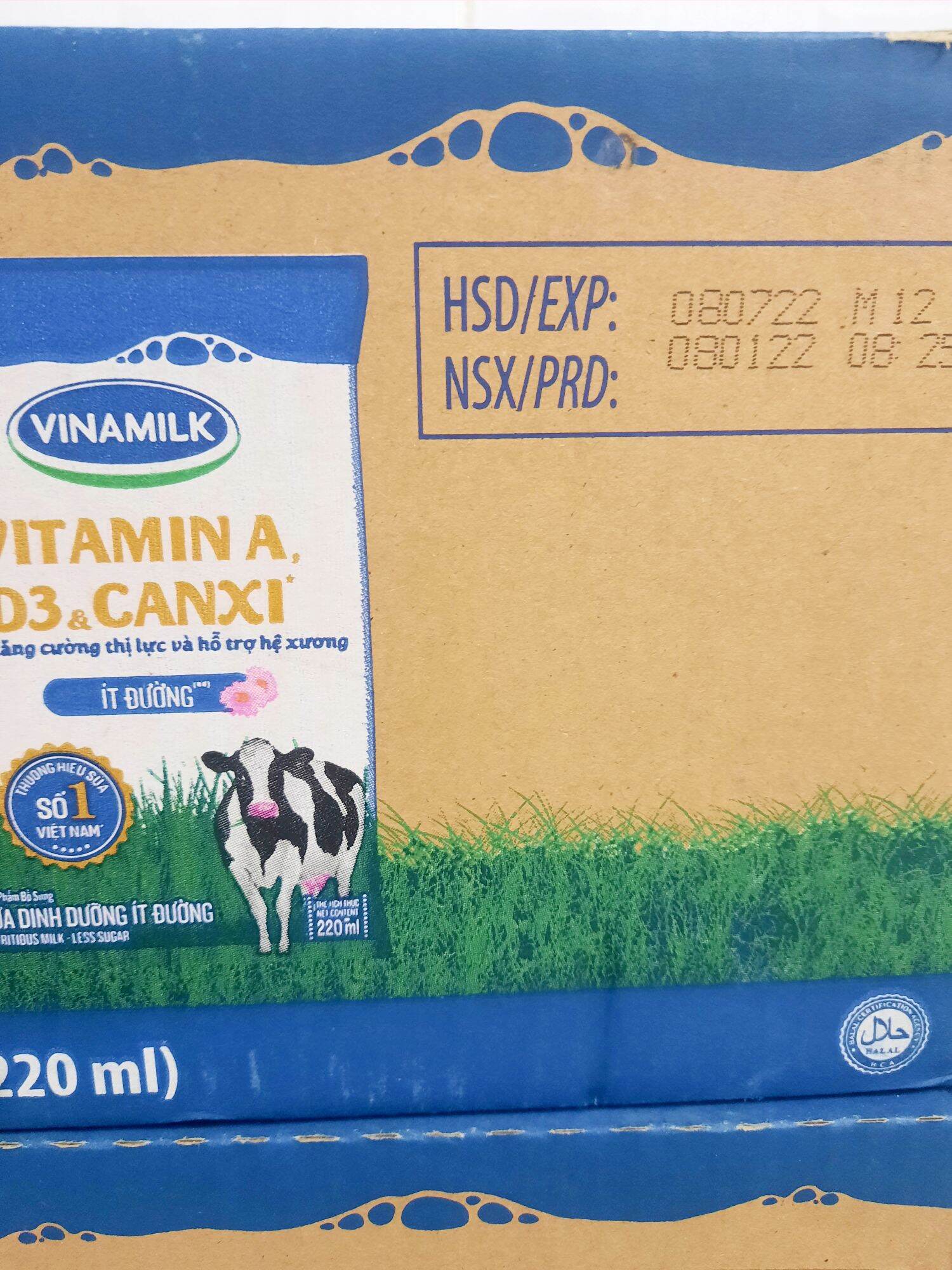 Thùng sữa tươi vinamilk 220ml ÍT ĐƯỜNG
