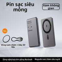 MOVESPEED Pin Sạc Dự Phòng Tương Thích Magsafe Đã Được Chứng Nhận Siêu Mỏng Ít Tán Nhiệt cho iPhone 5000mAh Không Dây Titanium Gold Dark Gray 3C Approved Hàng Không