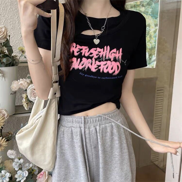 Áo croptop tay ngắn babytee rách BG