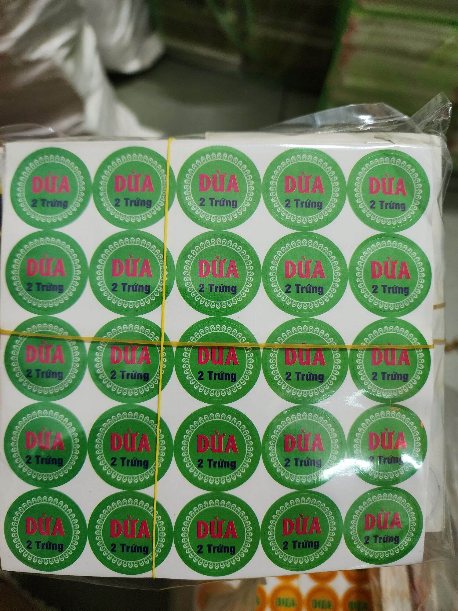 Tem dán bánh trung thu nhân DỪA -1xấp 300tem