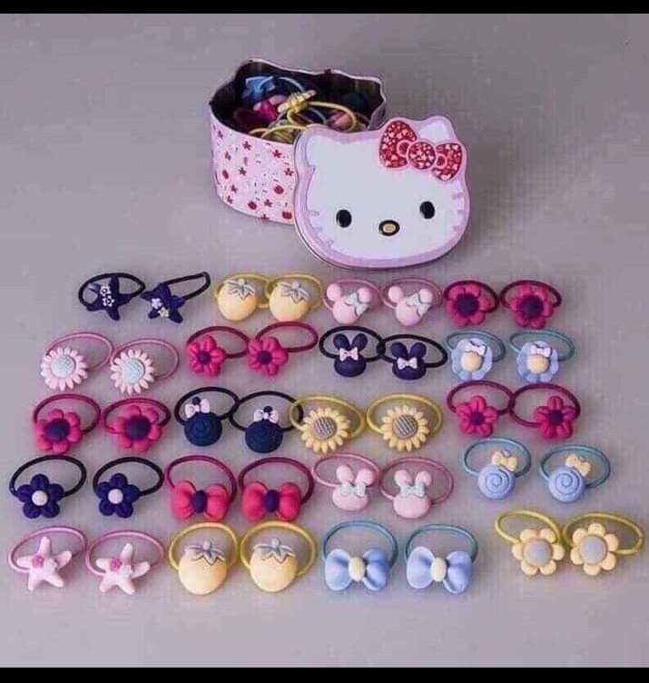 Hộp thun cột tóc kitty 40 sợi cho bé