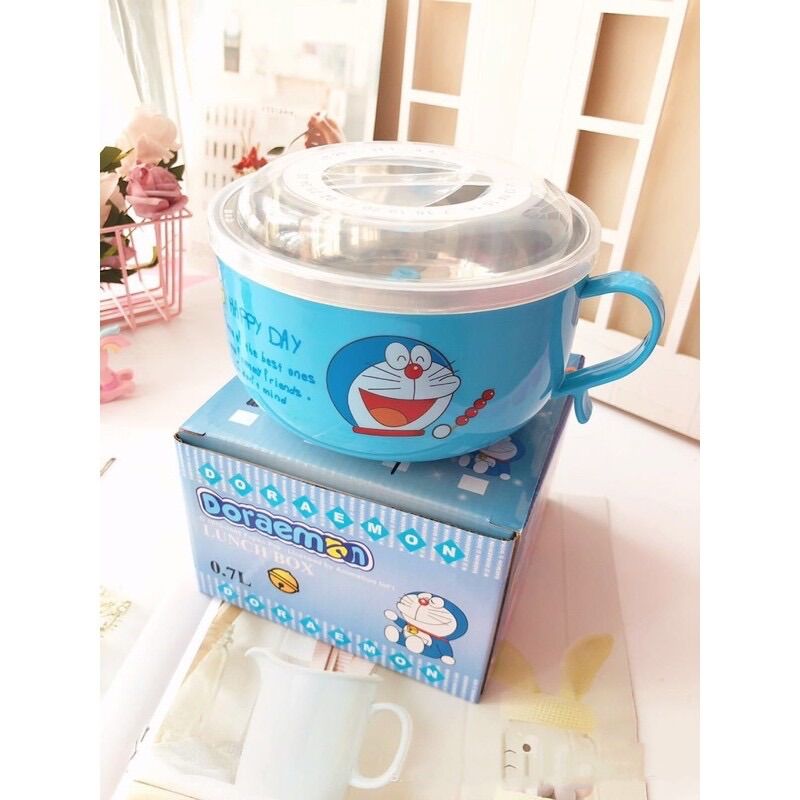 Tô nhựa inox ăn mì Hello Kitty - Doremon Doraemon