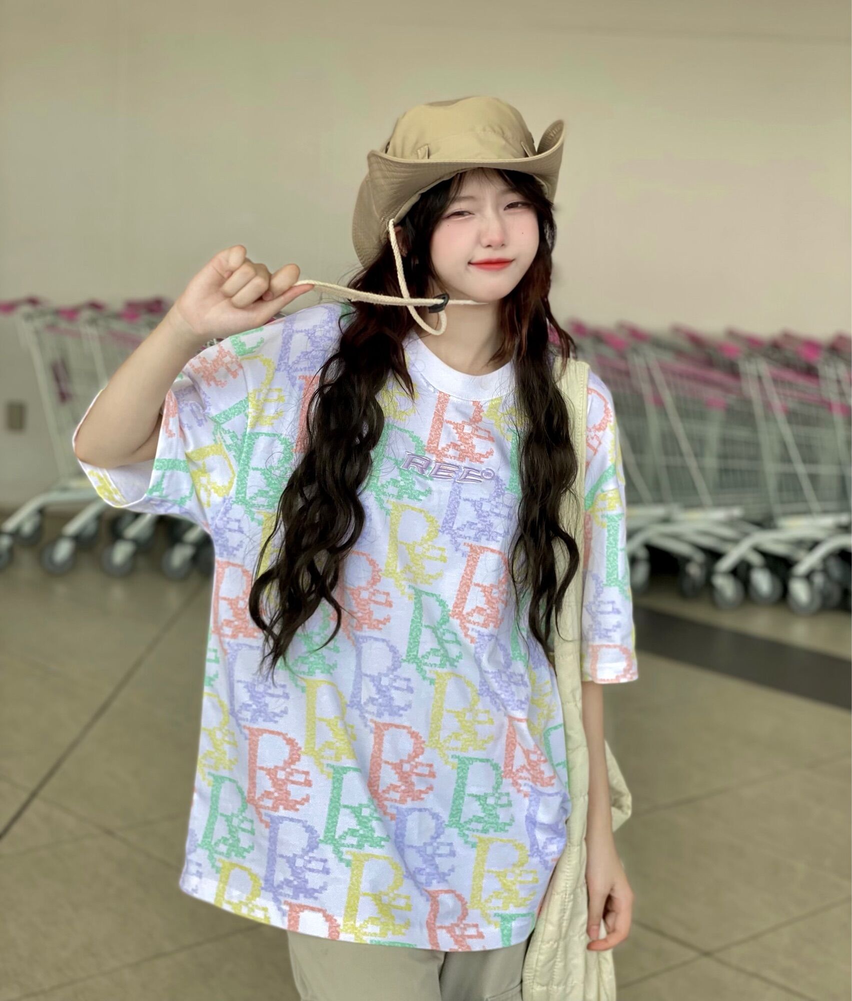 LOCAL BRAND REE - ÁO THUN MONOGRAM PIXEL MULTICOLOR MÀU TRẮNG