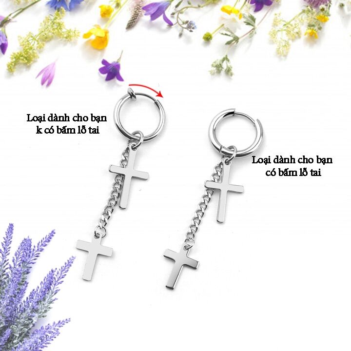 1 CHIẾC BÔNG TAI INOX KPOP HÌNH THÁNH GIÁ