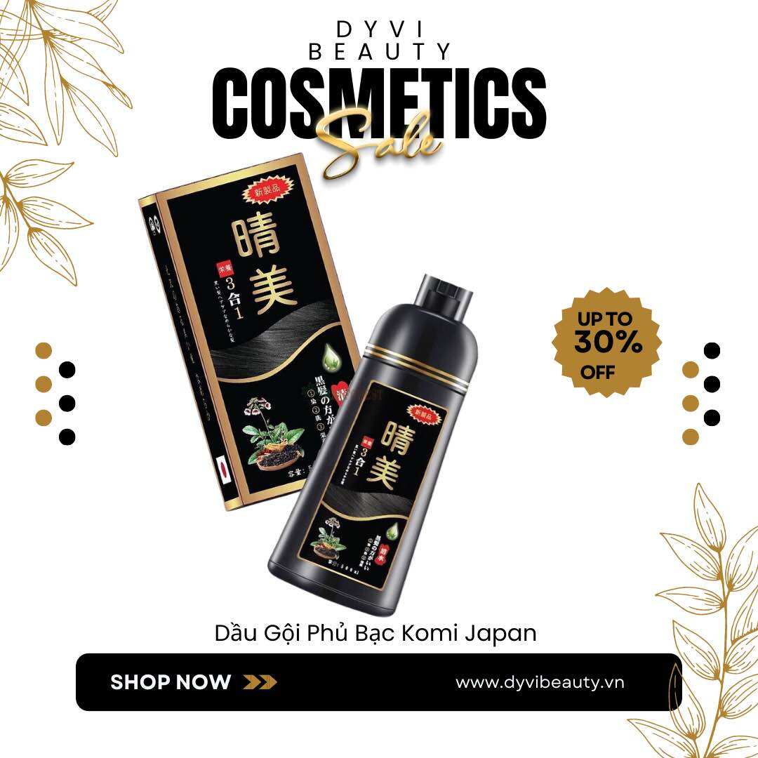 Dầu Gội Nhuộm Phủ Bạc Đen Tóc Komi Nhật