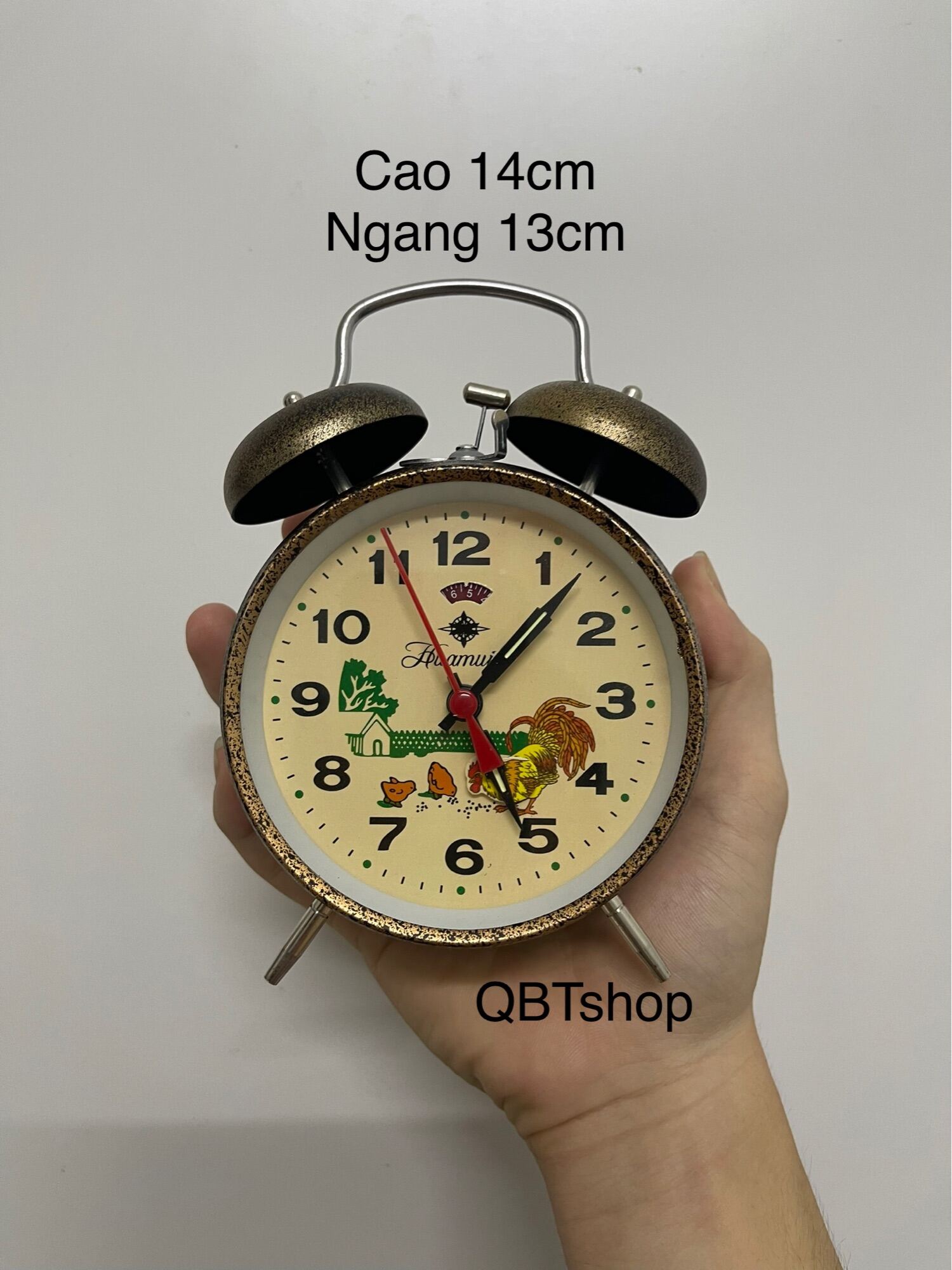 Đồng hồ con gà mổ thóc lộ 2 chuông ( lên dây cót )