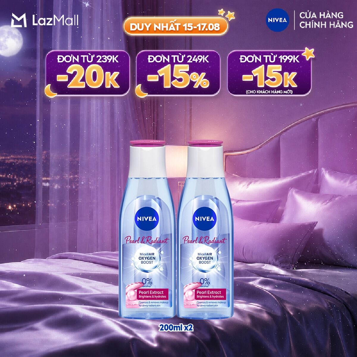 Bộ 2 Nước Tẩy Trang NIVEA Làm Sáng Da Extra Bright Make Up Clear Micellar Water 200ml - 84911