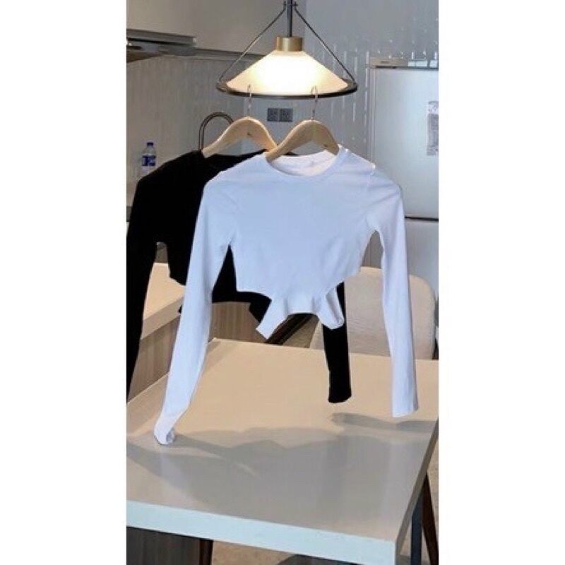 Áo Kiểu Nữ Khoét Eo Croptop Tay Dài Cá Tính