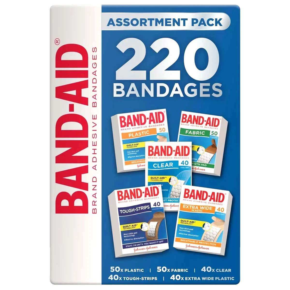 Hộp băng cá nhân đa năng cho cả gia đình BAND-AID Assortment Pack 220 miếng