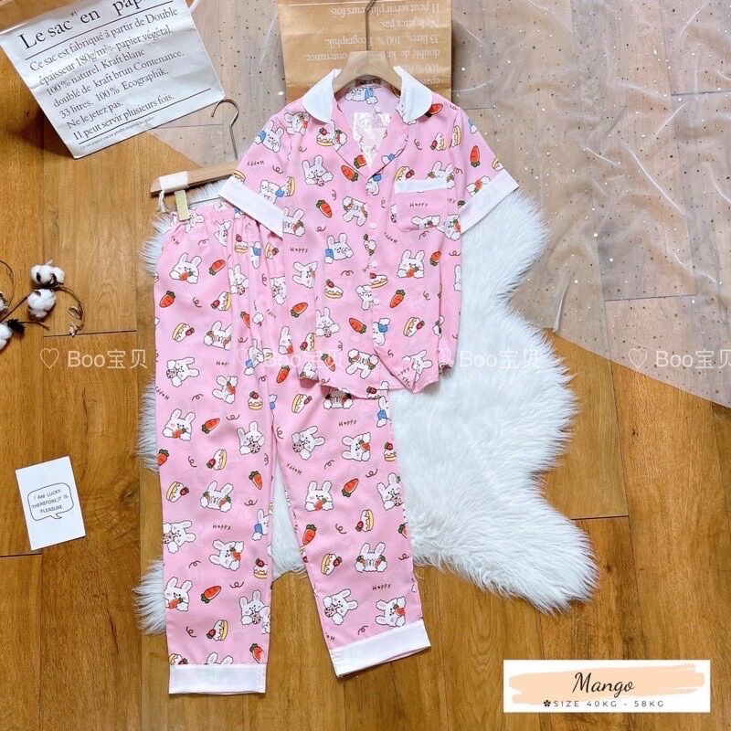 Đồ Bộ Mặc Nhà Pijama Boo Lụa Mango Freesize(40-58kg) Form Đùi +TNQD_Hoả Tốc HCM