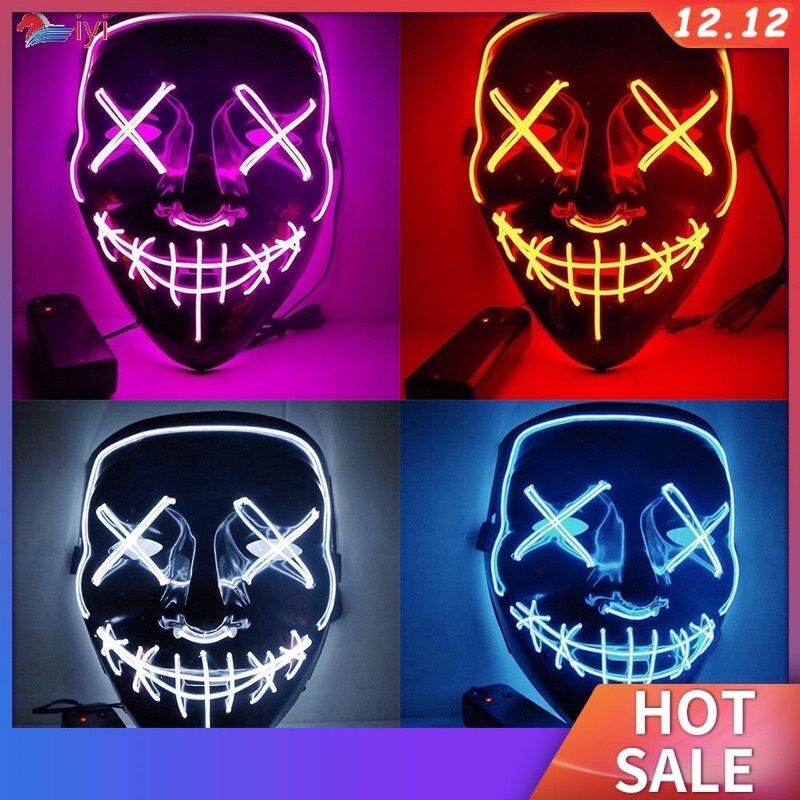 Mặt nạ hoá trang Halloween có đèn Led phát sáng red
