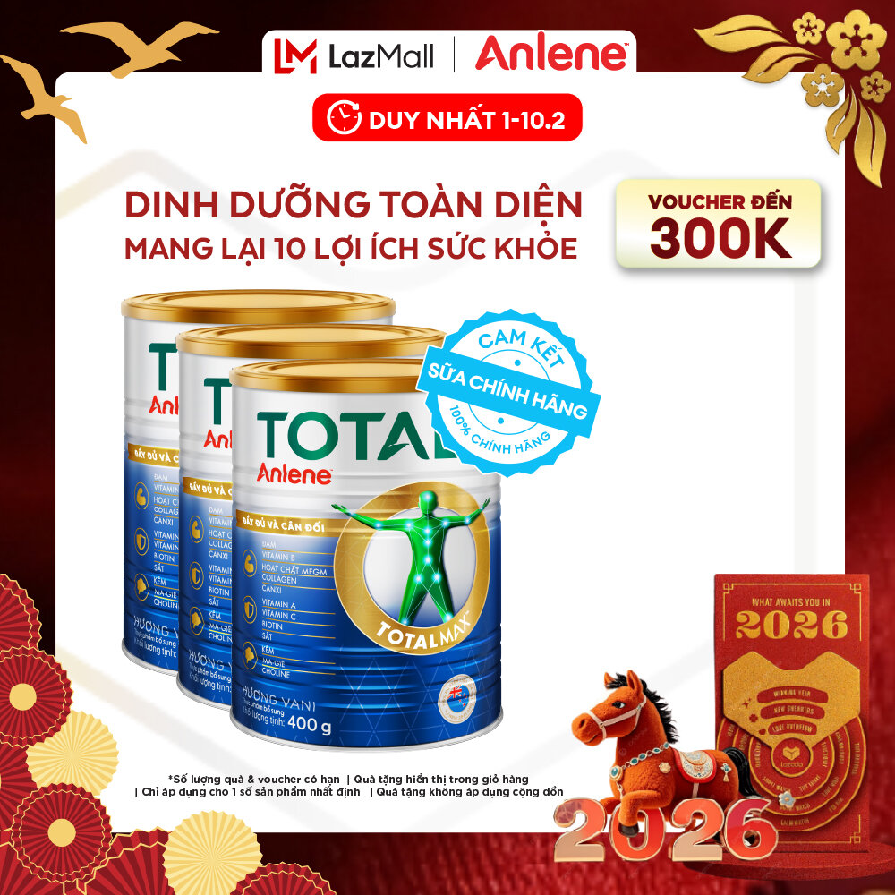 [Voucher giảm đến 26%]Combo 3 Sữa Bột Bổ Sung Dinh Dưỡng Anlene Total 10 Lon 400G