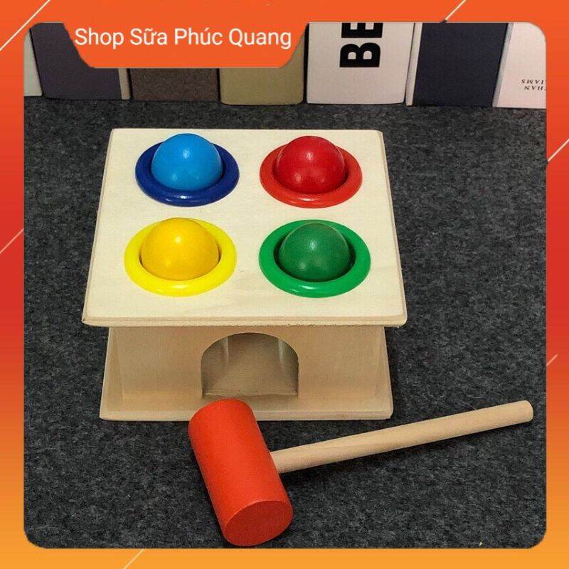 Đồ chơi đập bóng nhiều màu bằng gỗ cho bé - Đồ chơi thông minh an toàn