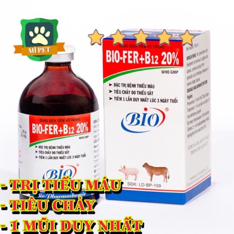 BIO FER Sắt tiêm 1 lần cho heo, trâu, bò