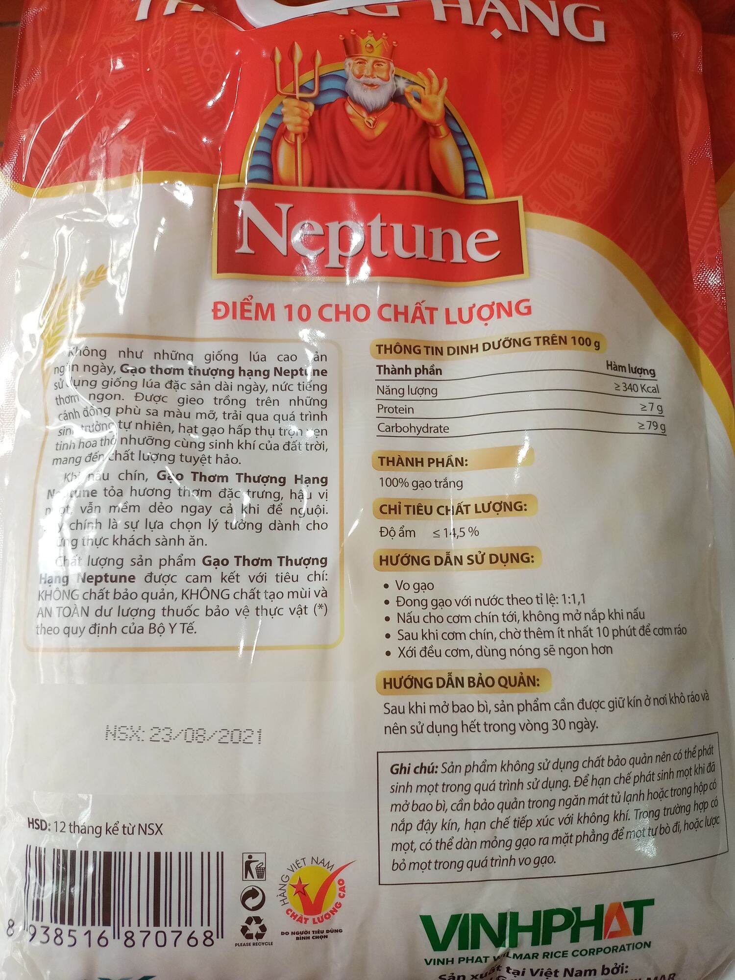 Gạo thơm thượng hạng Neptune túi 5kg
