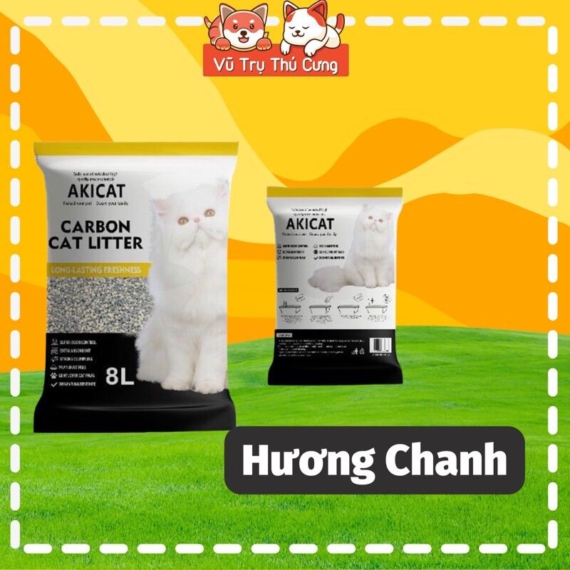 Akicat 8L activated carbon cat litter sand, decent cat sand, good deodorant, low dust, safe for cat