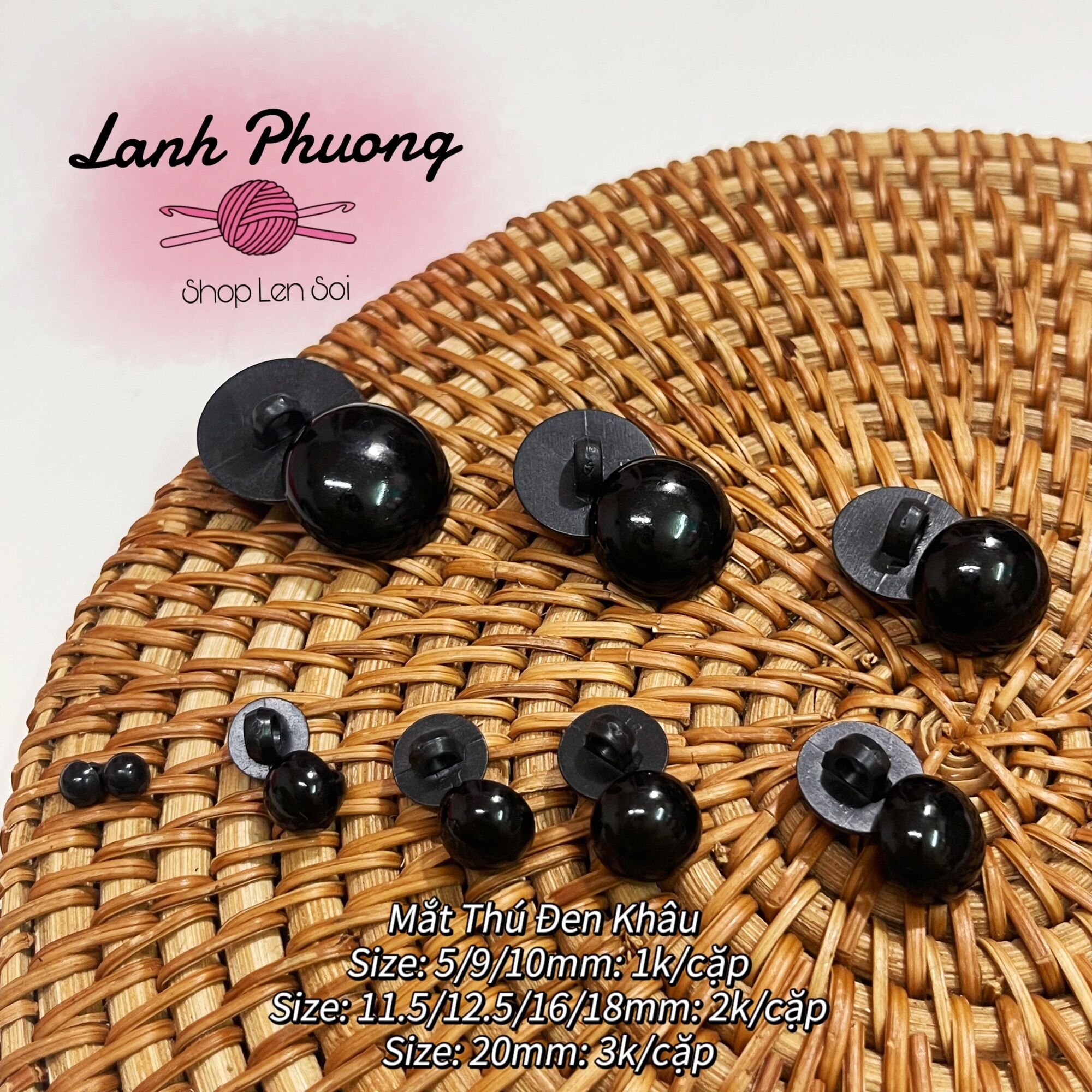 Mắt Thú Bông Khâu Nhiều Size