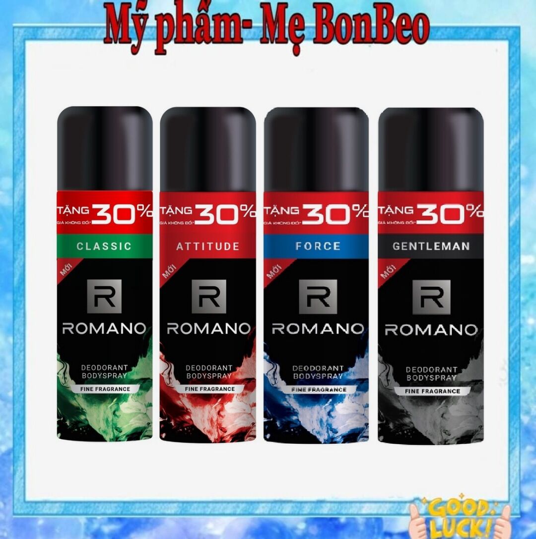 Xịt khử mùi toàn thân Romano 150m/195ml